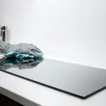 Électricien raccordant une plaque de cuisson à un bornier 32 A dans une cuisine en cours d'équipement